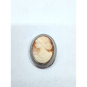 Vintage Beau-Ster Carved Shell Cameo Pin Pendant Victorian Lady Cottage Core